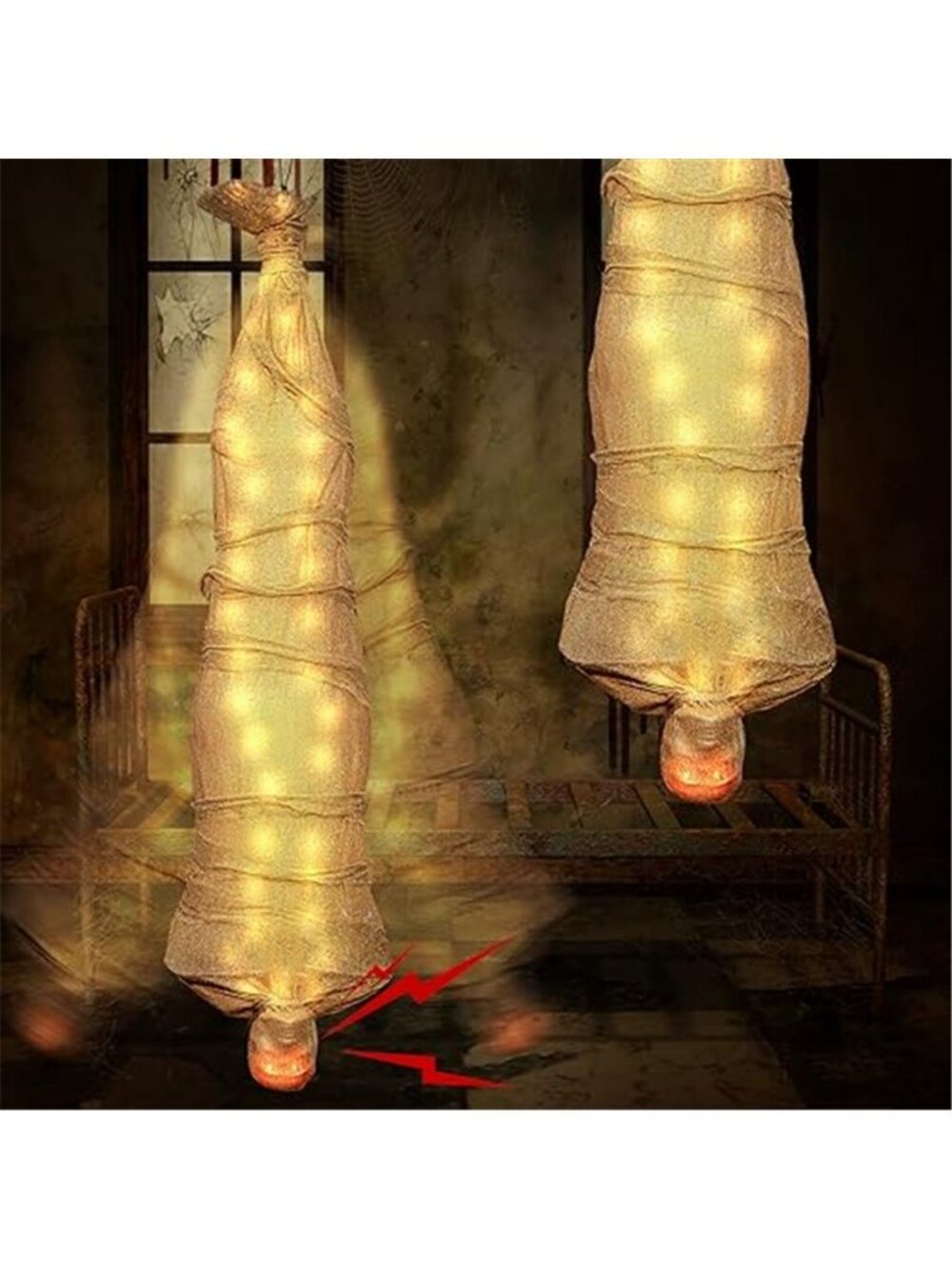 68" Halloween Hanging Cocoon Corpse Prop Sound Activated Scary Animated